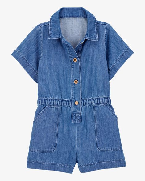 Toddler Iconic Denim Button-Down Romper - Blue