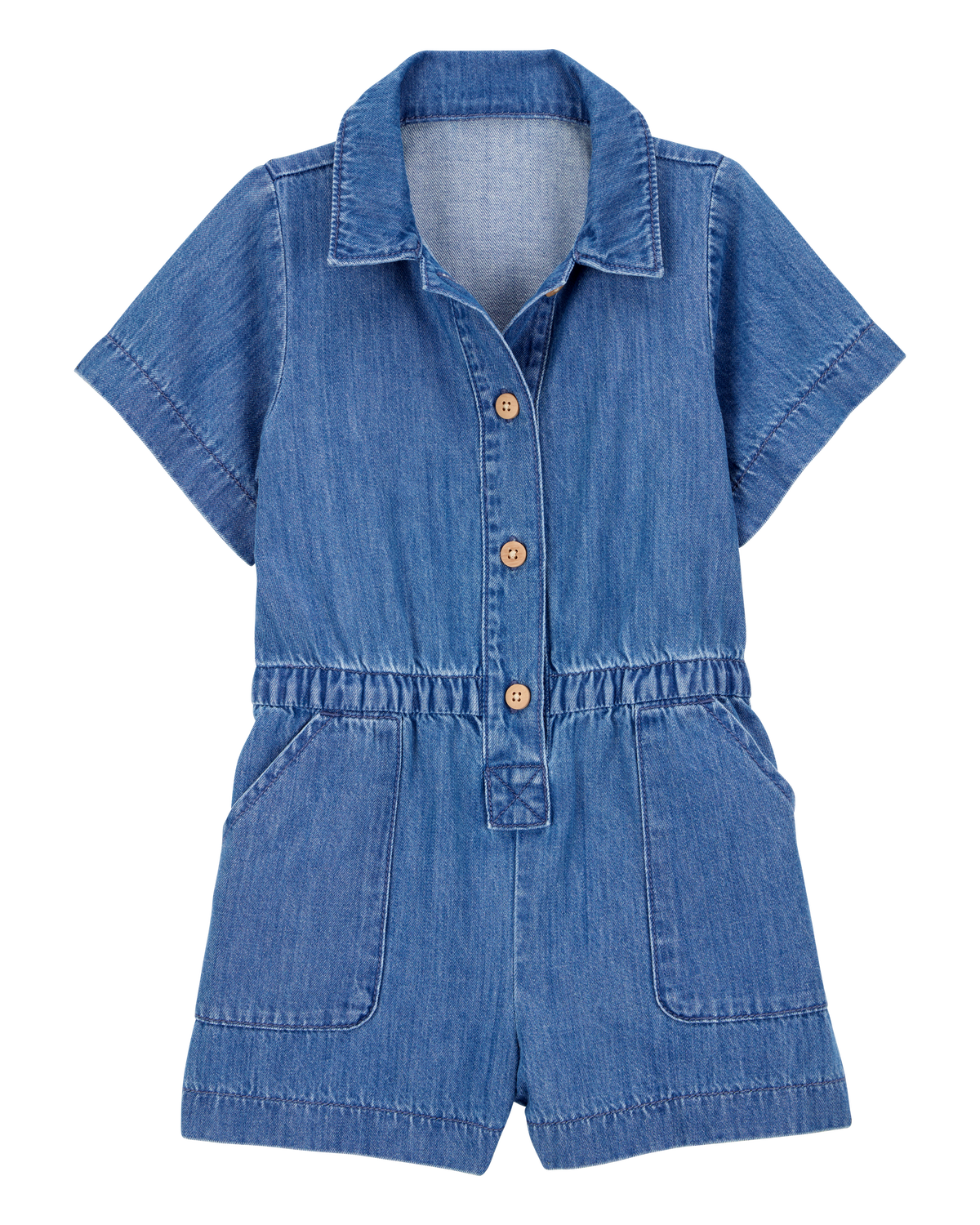 Toddler Iconic Denim Button-Down Romper - Blue