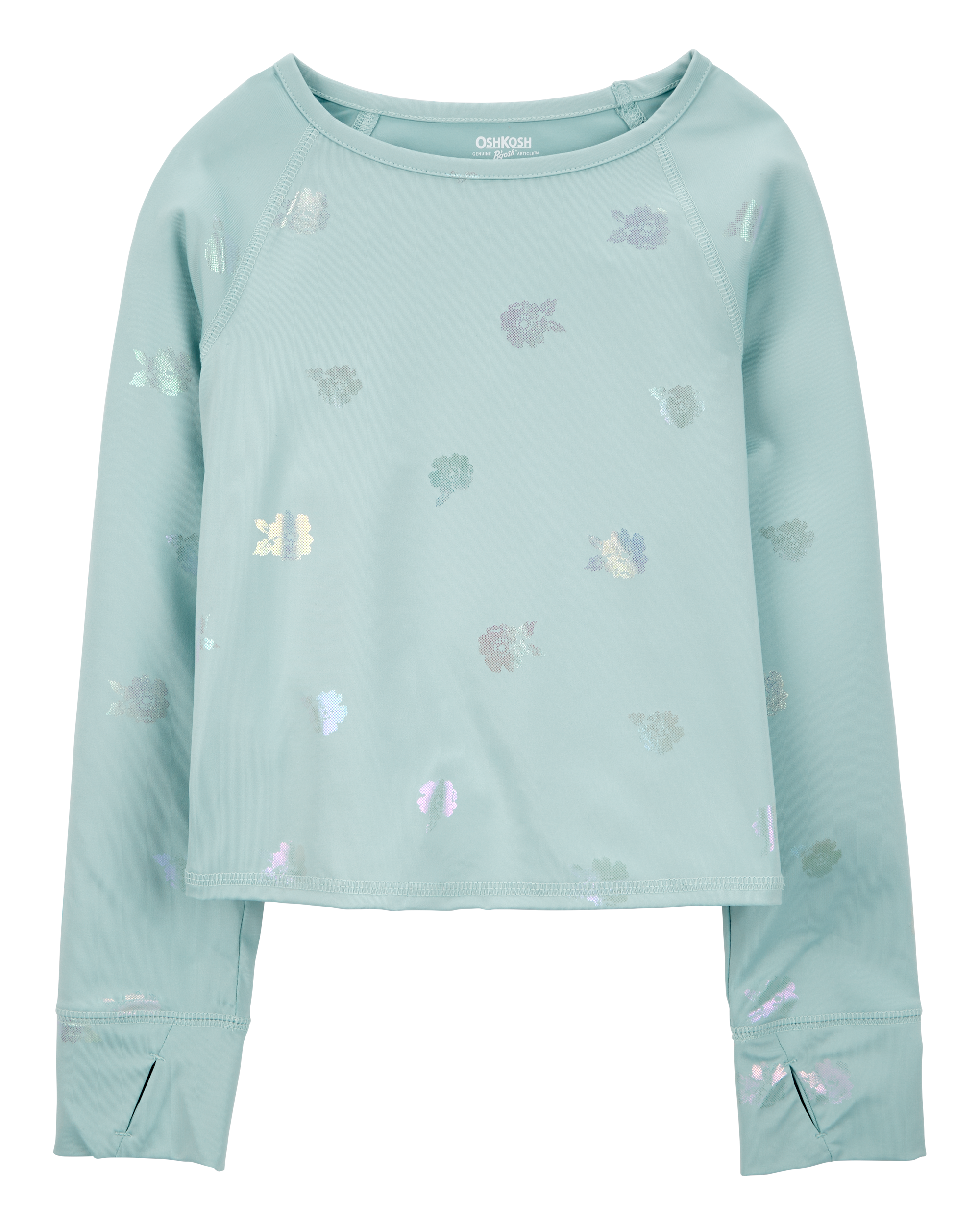 Kid Floral-Print Long-Sleeve Top - Aqua