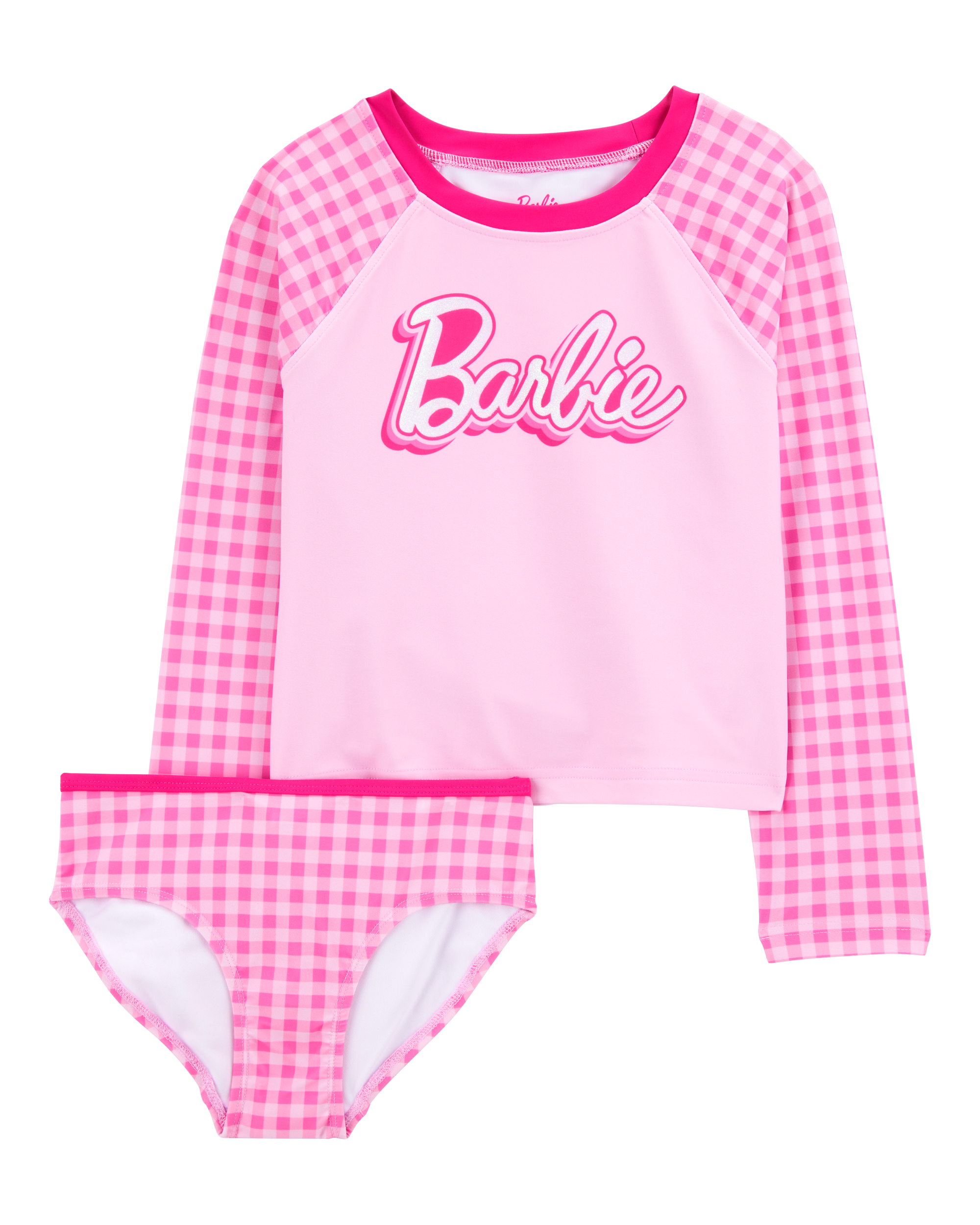 Kid Barbie™ 2-Piece Rashguard Swimsuit Set - Pink