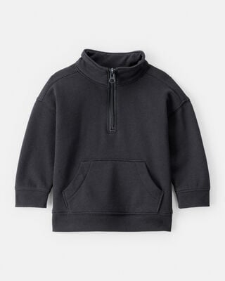 Product image 1 of Baby Boy Solid Fleece Quarter Zip Sweatshirt - Black