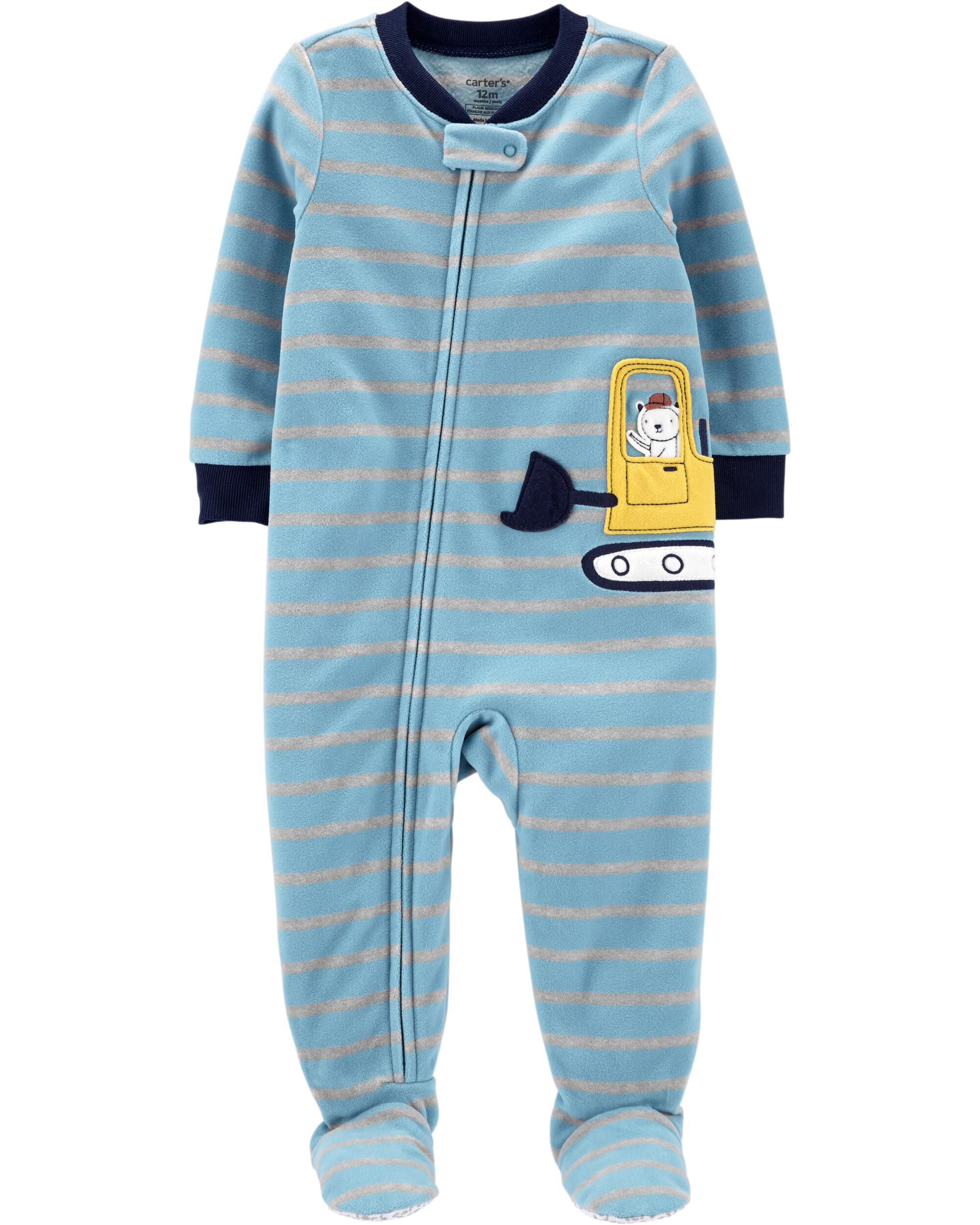 1-Piece Construction Fleece Footie PJs 