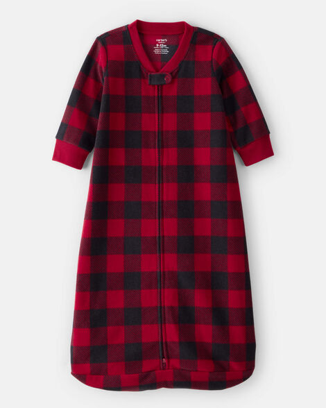 baby checkered print loose fit long-sleeve wearable blanket