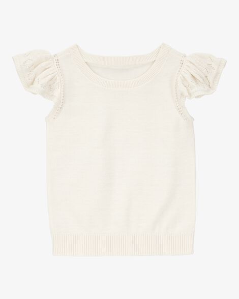  Product image 1 of Toddler Flutter Sleeves Sweater Top - Cream