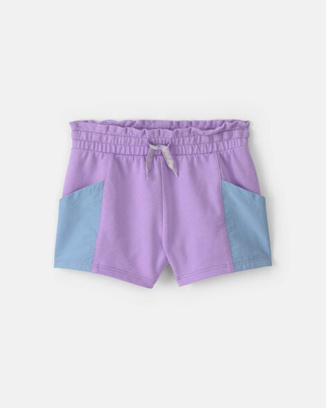 toddler girl french terry shorts - purple/blue
