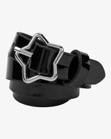 Girls Faux Leather Star Belt in Black
