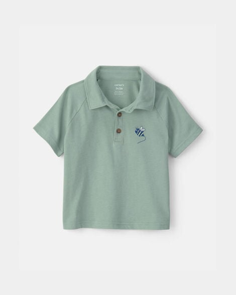 toddler boy bumble bee short-sleeve polo shirt - green