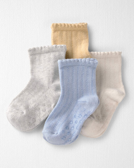 Toddler 4-Pack Slip Resistant Socks Made with Organic Cotton