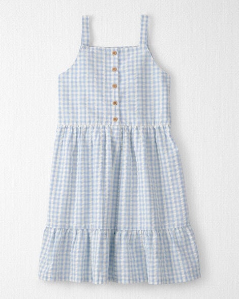 Girls Seersucker Dress Made with Organic Cotton