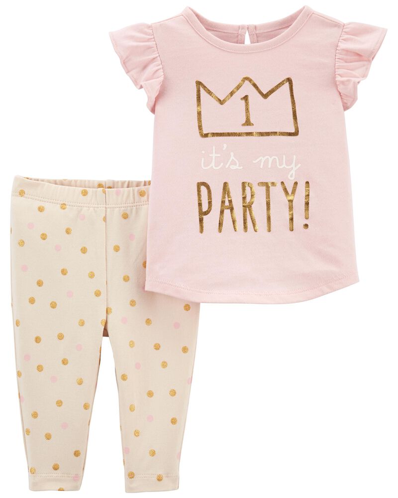 Carters 1st Birthday Shirts Baby Pink Cream 2 Piece 1st Birthday Outfit Set Carters Com