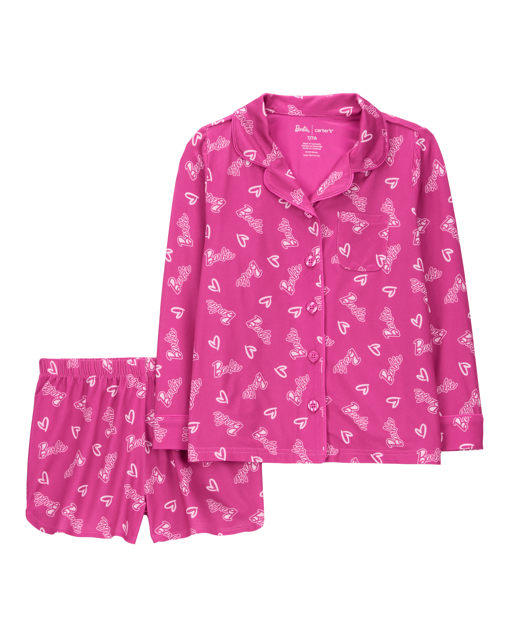 Kid Barbie Coat Style Loose Fit 2-Piece Pajamas - Pink