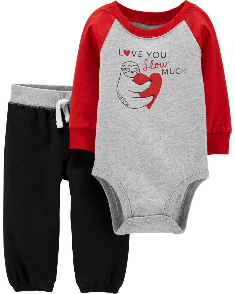 2 Piece Valentine S Day Sloth Bodysuit Pant Set Carters Com