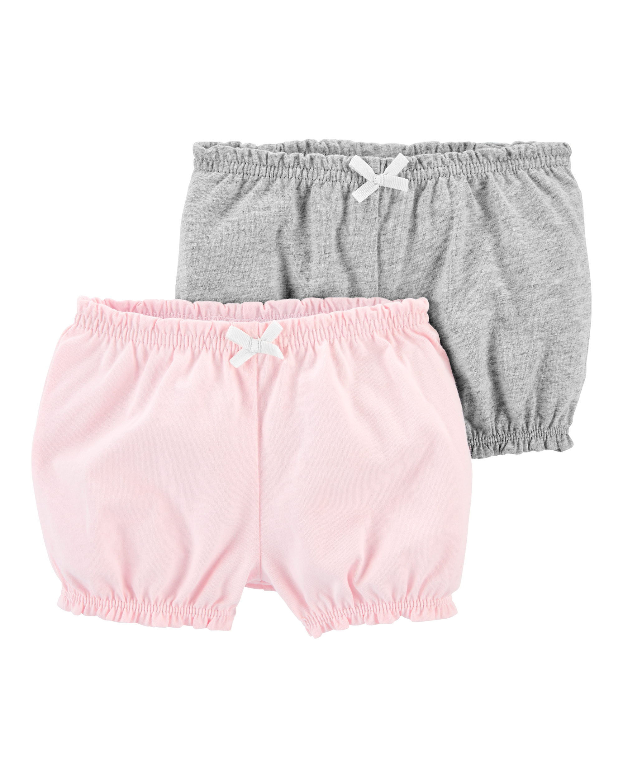 Baby Girl 2-Pack Bubble Shorts - Pink/Grey