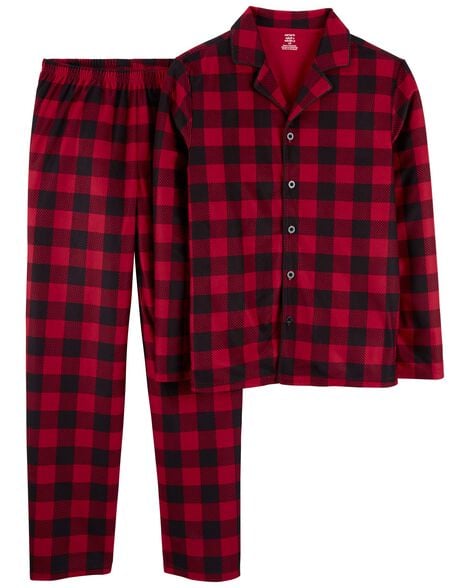  Product image 1 of Kid 2-Piece Buffalo Check Fleece Coat Style Pajamas