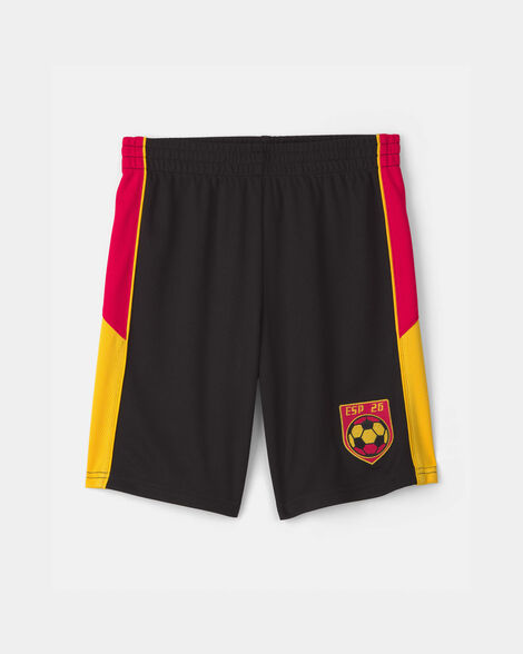 kids umbro spain mesh soccer shorts - red/yellow/black