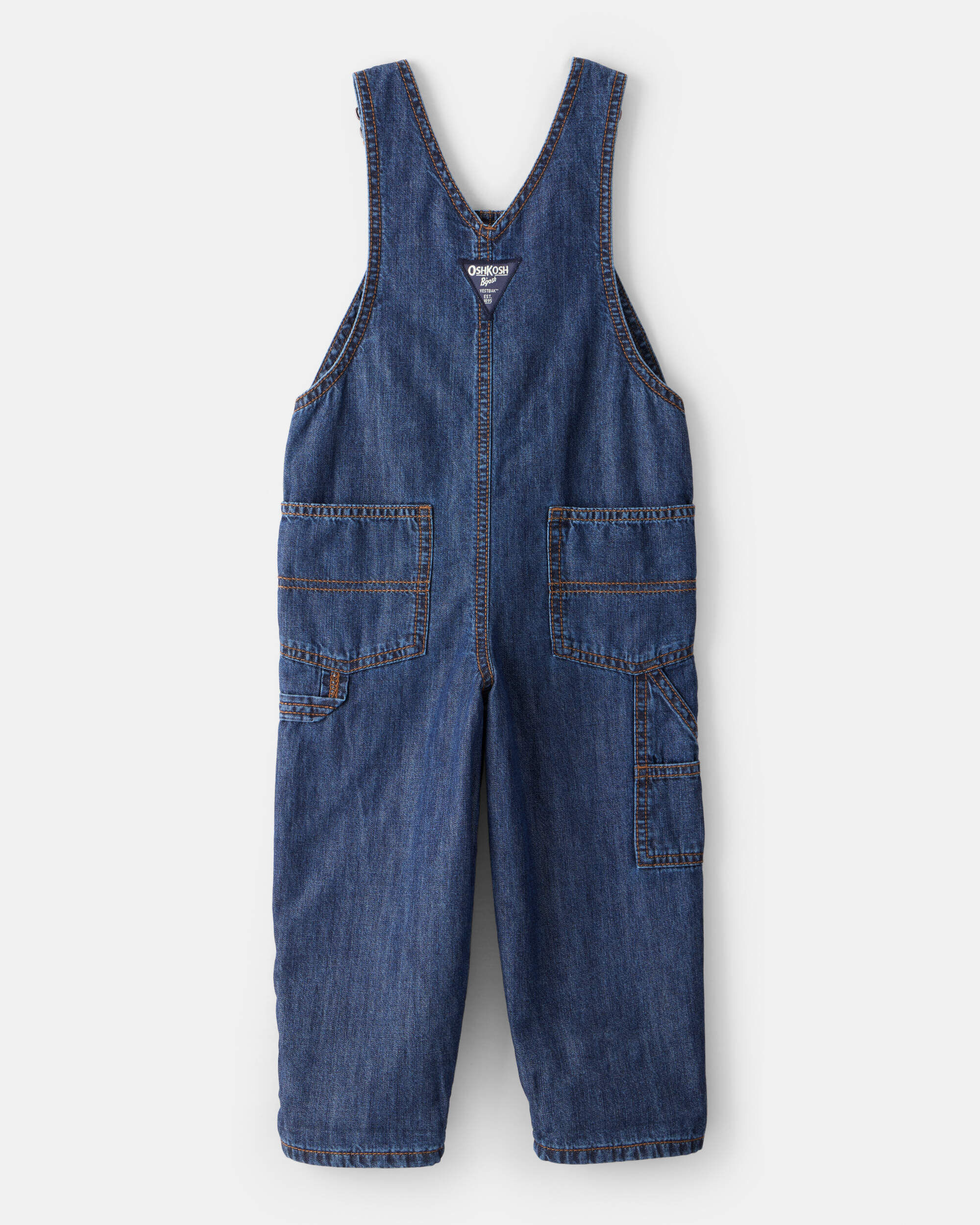 Toddler Boy Buffalo Check Denim Overalls - Blue