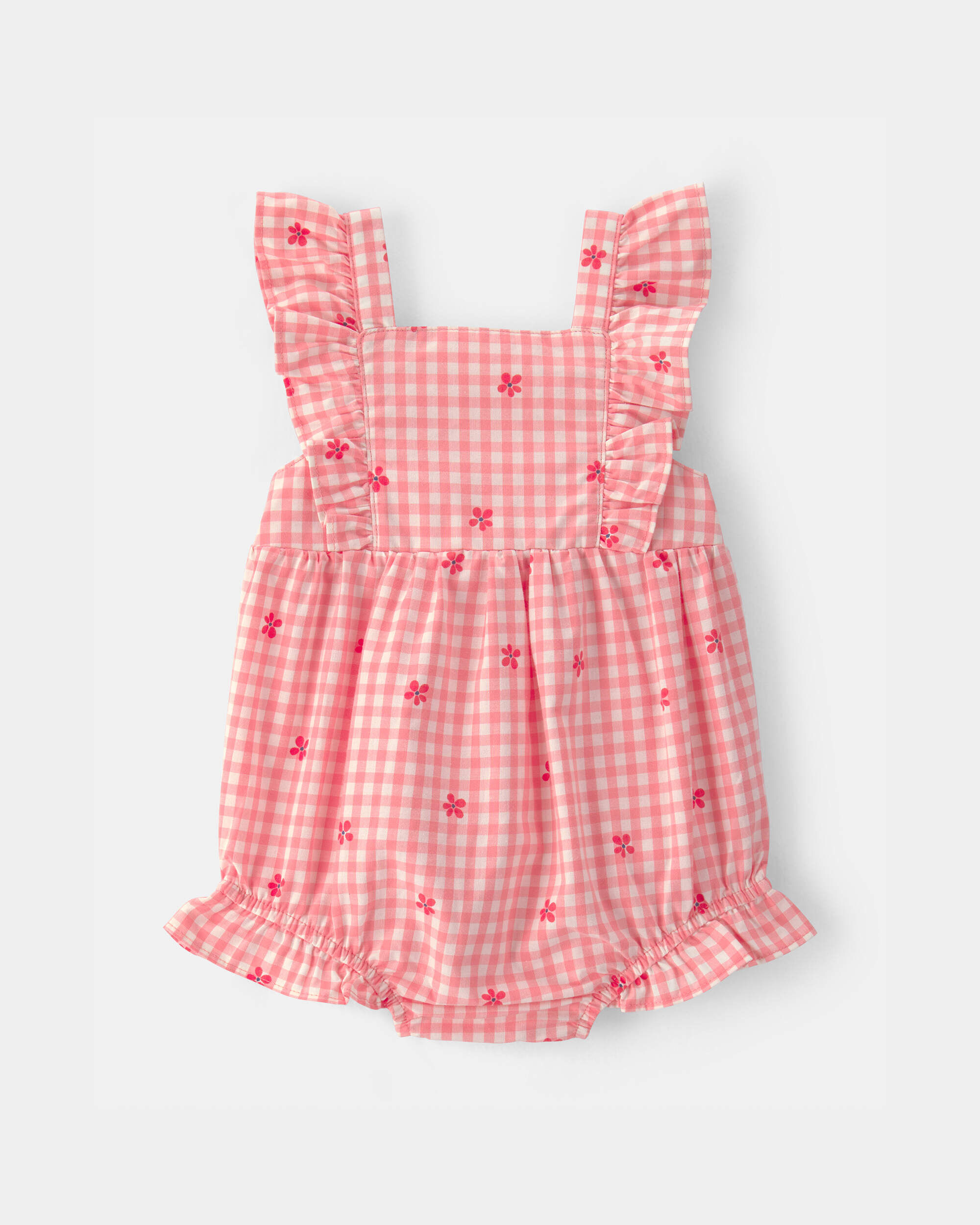 Carters baby girl gingham flower romper 12M PinkWhite 10$