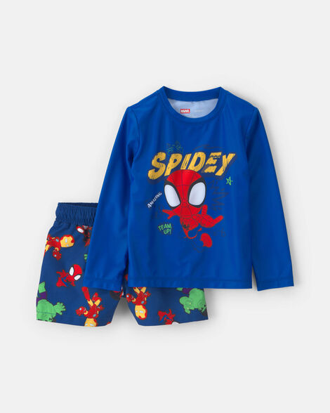toddler boy 2-piece ©marvel spider-man rashguard swimsuit set - blue
