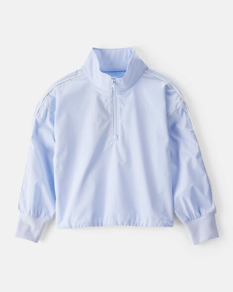 girls long-sleeve quarter-zip windbreaker - blue
