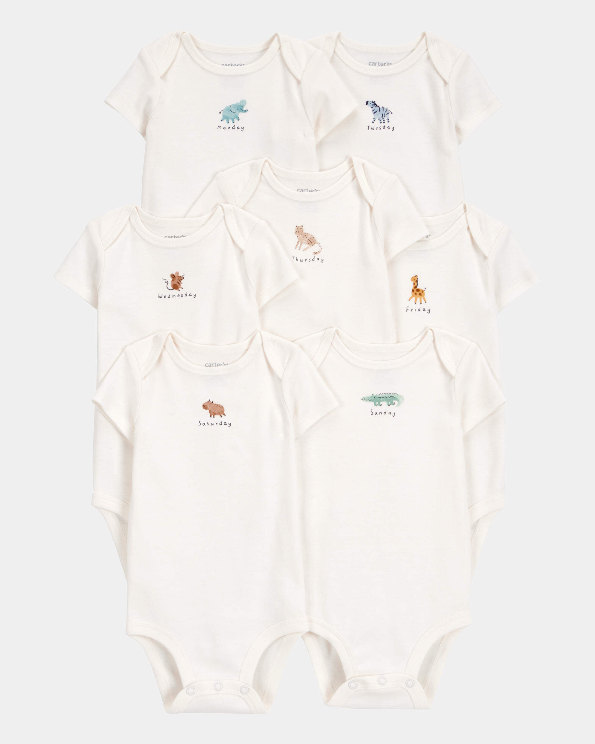 Baby 11-Piece Days Of The Week Short-Sleeve Bodysuits & Pull-On Pants Set - Ivory/Grey