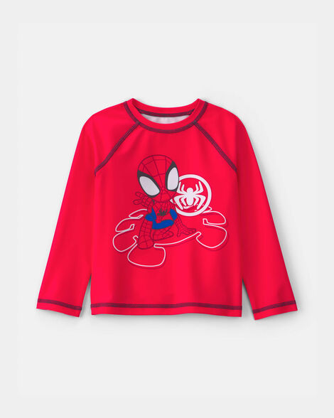 toddler boy ©marvel spider-man long-sleeve rashguard - red