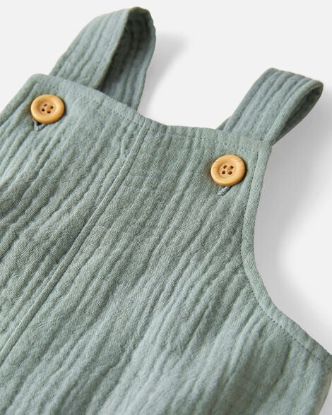  Product image 3 of Baby Organic Cotton Gauze Shortalls in Green