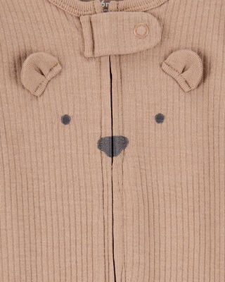 Product image 2 of Baby Bear 2-Way Zip Ribbed Sleep & Play Pajamas - Brown