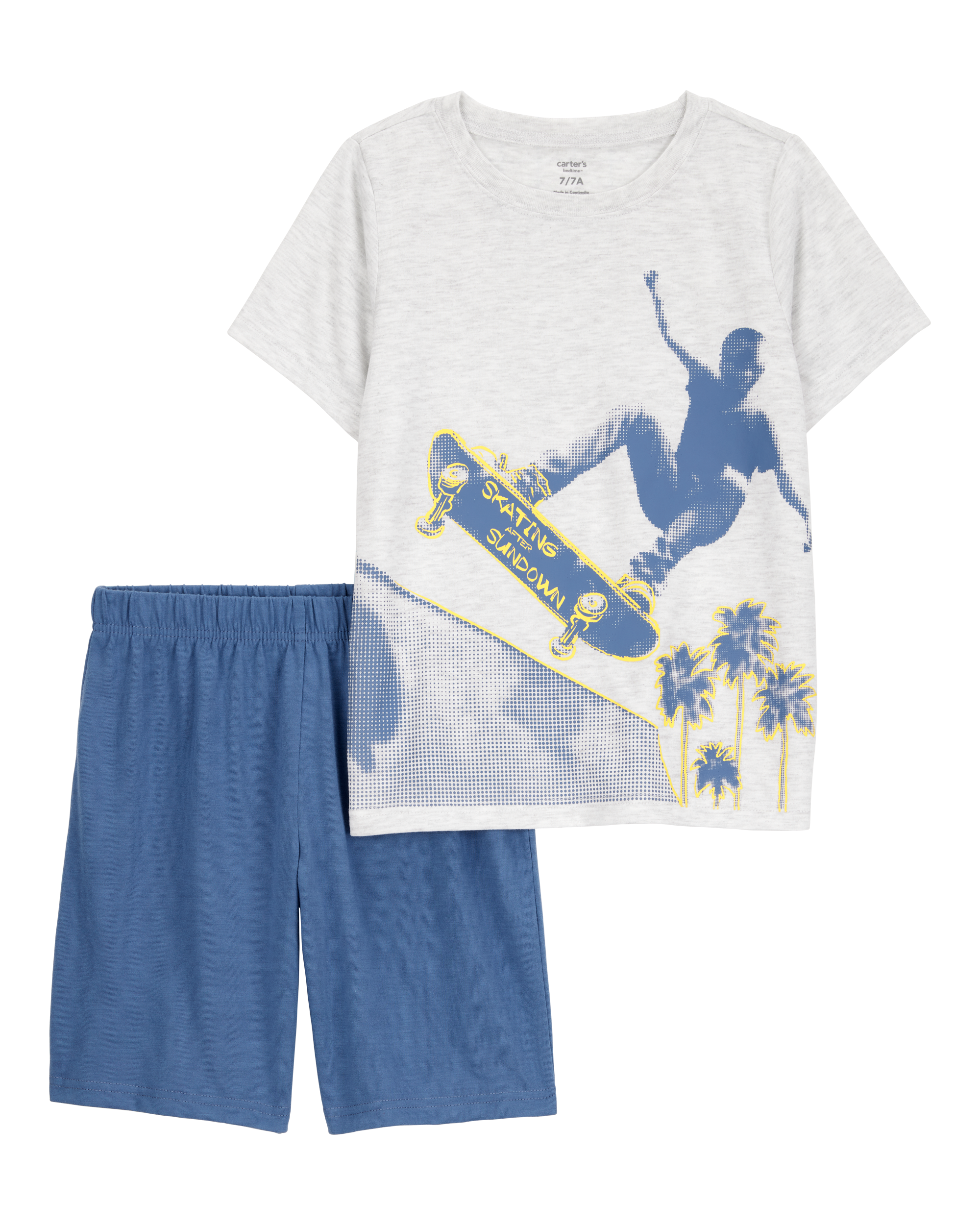 Boys Skateboard Print Loose Fit 2-Piece Pajamas
