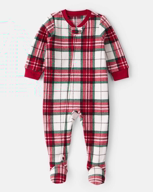 Baby Girl Peppermint Print DreamPlush Long-Sleeve Snug Fit 1-Piece Pajamas - Pink