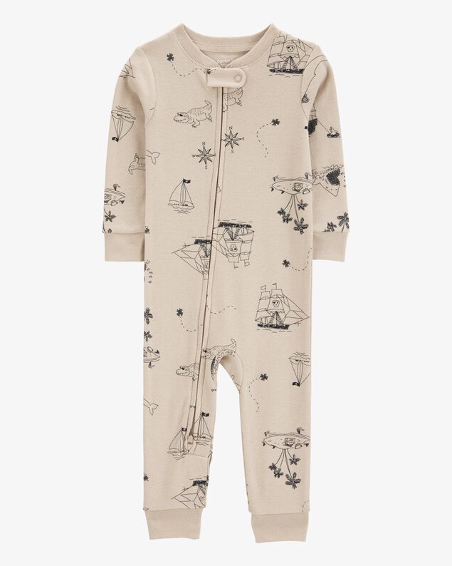 Product image 1 of Toddler Boy Pirate Boat Snug Fit Cotton Footless 1-Piece Pajamas - Khaki