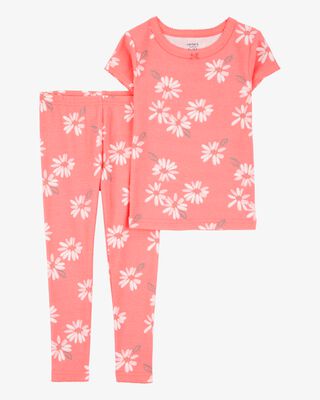 Product image 1 of Toddler 2-Piece Floral 100% Snug Fit Cotton Pajamas - Coral