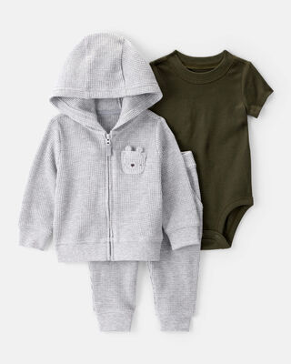 Baby 3-Piece Fairytale Print Little Jacket Set - Ivory/Grey