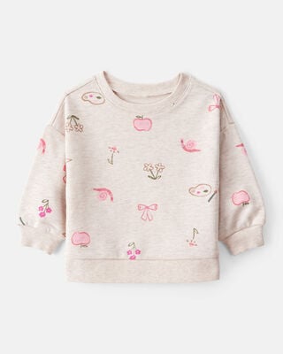 Product image 1 of Baby Girl French Terry Long-Sleeve Pullover Sweatshirt - Ivory
