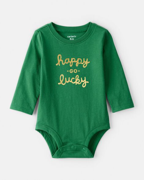 baby st.patrick's day long-sleeve graphic bodysuit - green