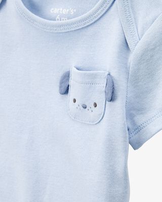 Product image 2 of Baby 5-Pack Dog Short-Sleeve Cotton Bodysuits - Blue