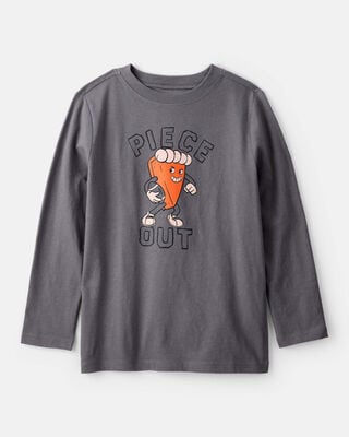 Boys Pizza Long-Sleeve Graphic Tee - Grey