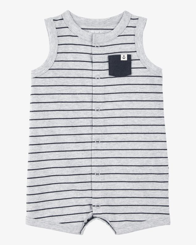 Product image 1 of Baby Striped Snap-Up Romper