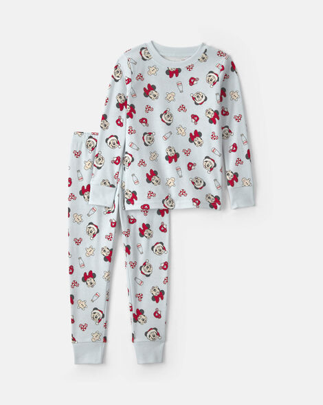 toddler 2-piece disney© mickey mouse christmas 100% cotton snug fit pajama set - blue
