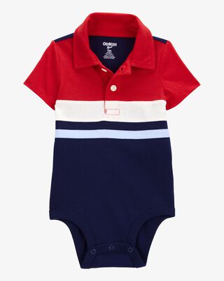 Product image 2 of Baby 2-Piece Striped Polo Bodysuit & Flag Print Shortalls Set