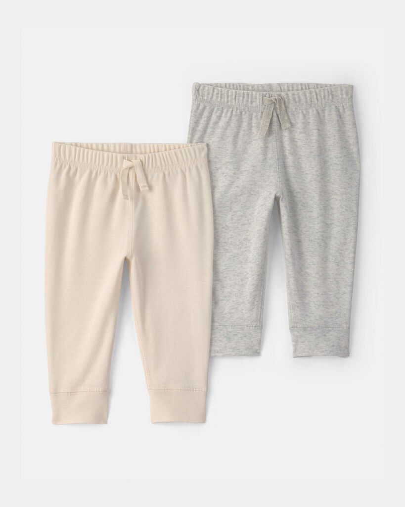 Carter's Baby Girls' and Boys' Pull-On Pants, 2-Pack - Ivory/Gray