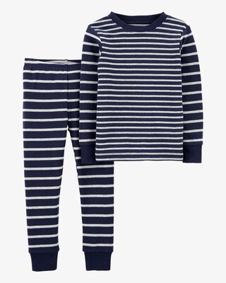 Product image 1 of Kid 2-Piece Striped Snug Fit Cotton Pajamas