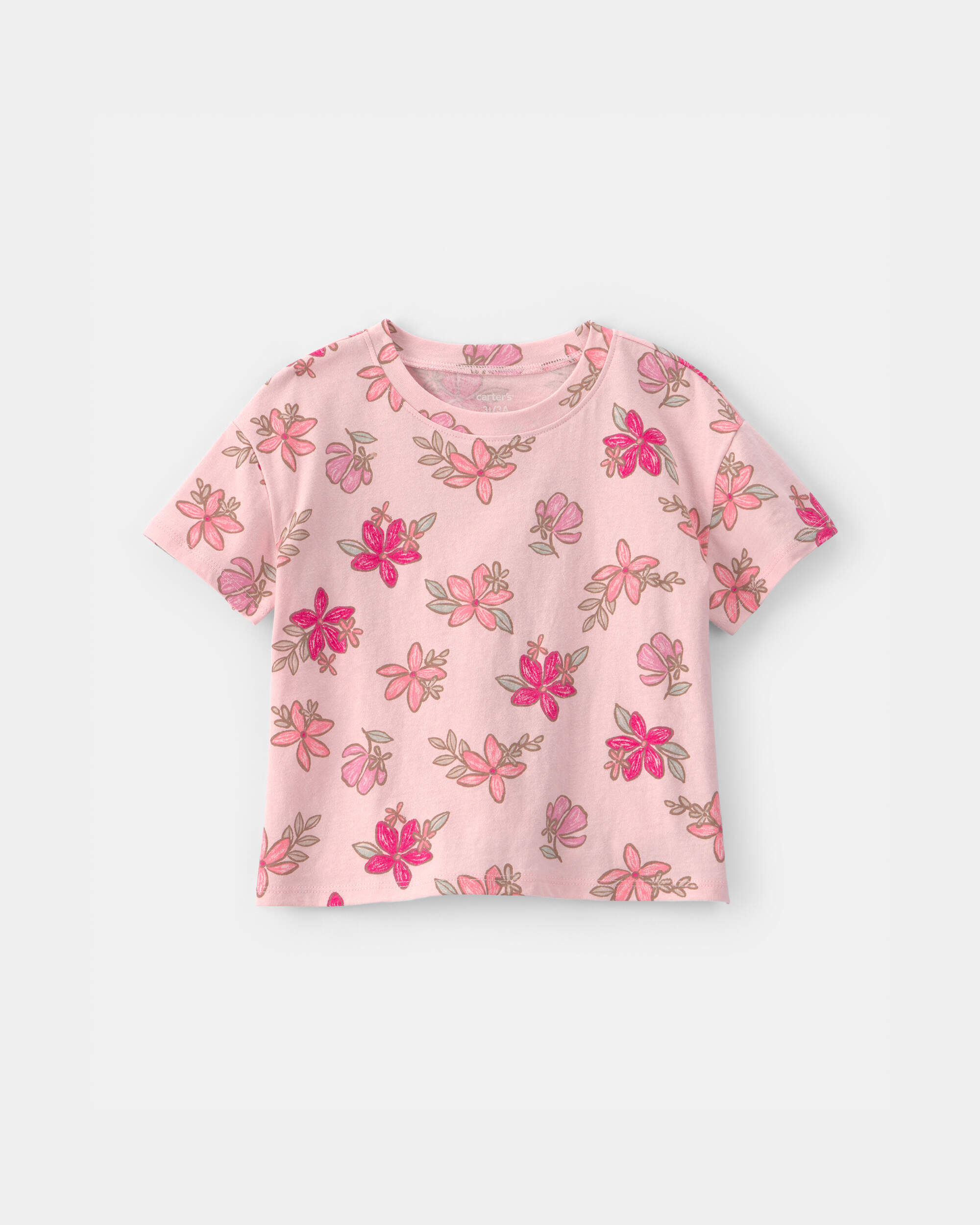 Carters toddler girl tropical floral relaxed top 2T Pink 5$