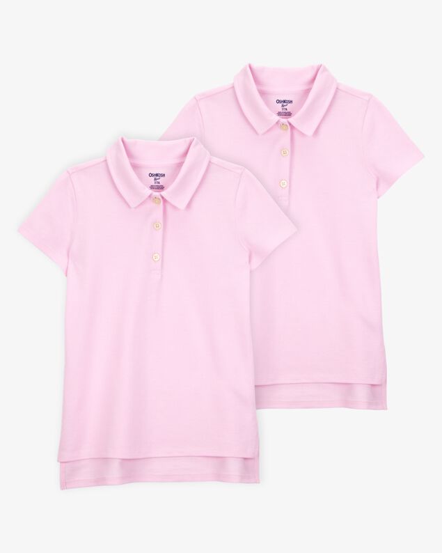 Product image 1 of Kid 2-Pack Pique Uniform Polo Shirts - Pink