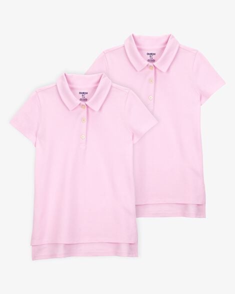 Product image 1 of Kid 2-Pack Pique Uniform Polo Shirts - Pink