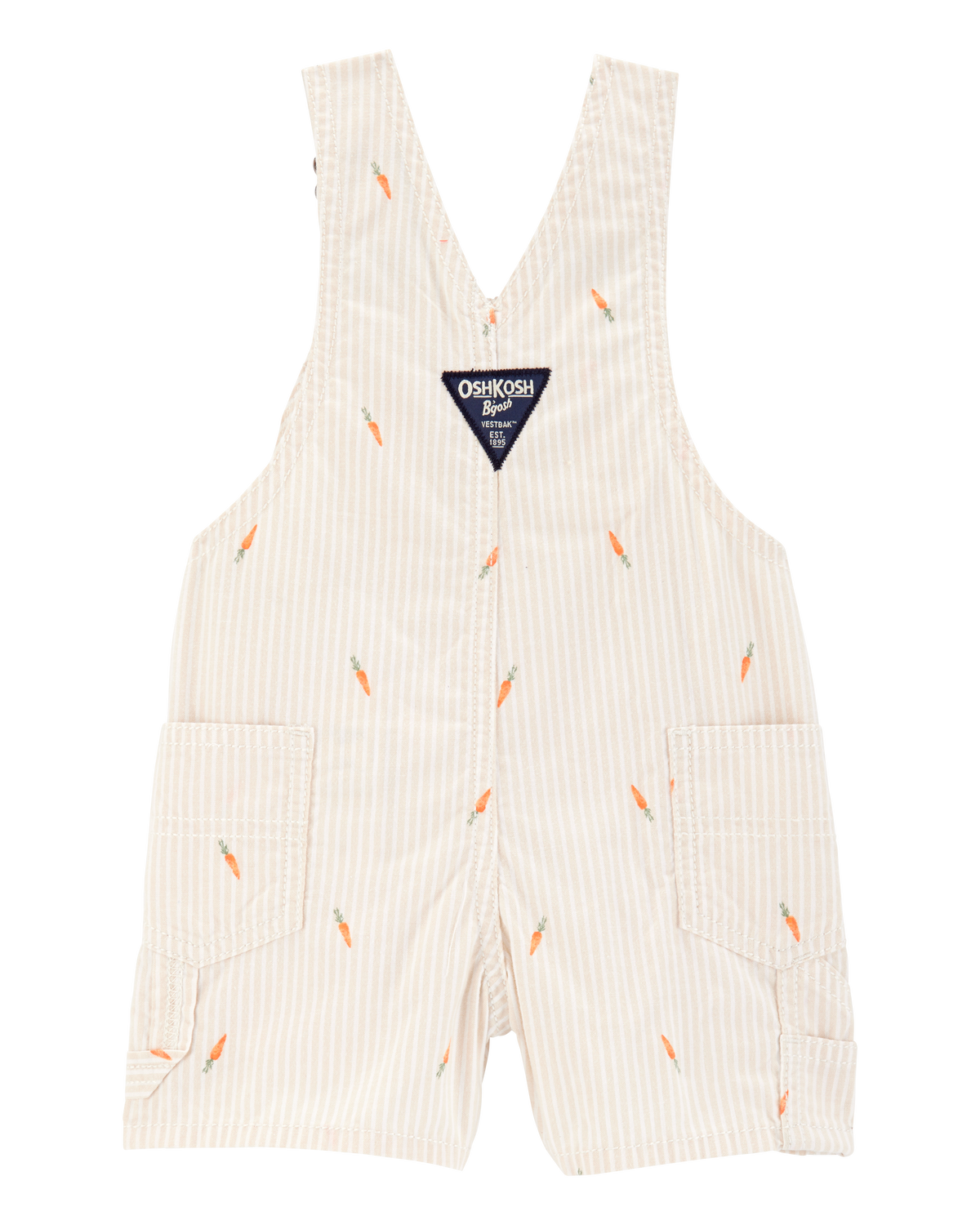 Baby Carrot Print Striped Shortalls - Cream - OshKosh | Carter's Baby Carrot Print Striped Shortalls - Cream - OshKosh | Carter's