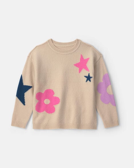 girls flower & star sweater