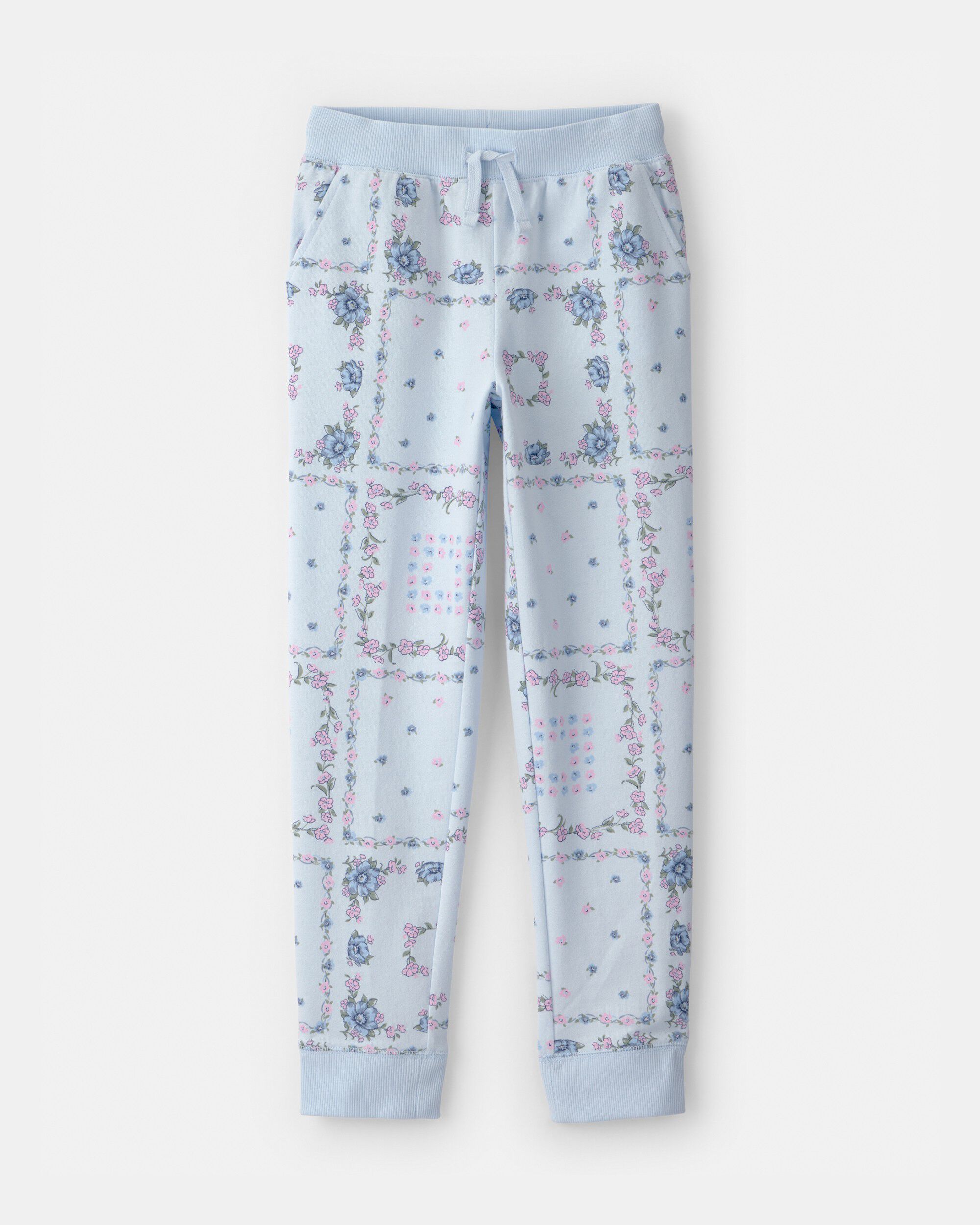 OshKosh Bgosh Girls Floral Drawstring Knit Joggers 10 Blue 15$