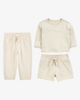 Product image 1 of Baby 3-Piece French Terry Mix-and-Match Outfit Set - Cream