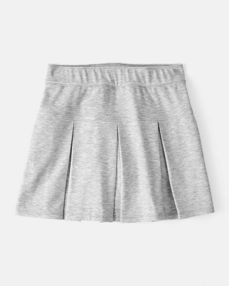 kid pleated pull-on ponte skort - grey