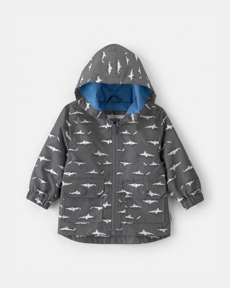 baby boy shark raincoat - grey